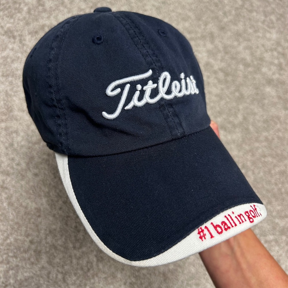 Titleist #1 Ball In Golf Adjustable Hat/Cap Navy Blue Golf Outdoors Cotton